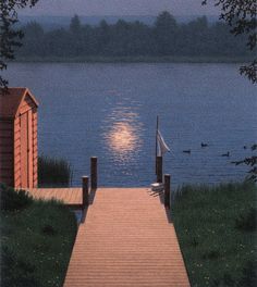 there is a dock that leads to the water