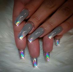 | @shawtytoothick ♕ | Holographic Nail Designs, Nails Design, Diamond Nails