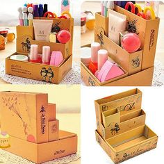 Paper Board Fairy Tale Storage Box Desk Stationery Cosmetic DIY Organizer Diy Organizer, Kids Desk Organization, Diy Kids Desk, Diy Makeup Storage Box