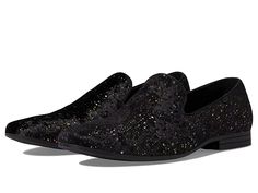 Stacy Adams Stellar Glitter Slip-On Loafer - Men's Shoes : Black : Bedazzle the crowd wearing the Stacy Adams Stellar Glitter Slip-On Loafers. Glitter velour upper. Microfiber linings for comfortability. Fully cushioned insole with memory foam for all-day comfort. Slip-on style. Pointed-toe design. Slip-on style. Durable man-made outsole. Imported. Measurements: Weight: 9.3 oz Product measurements were taken using size 9, width M. Please note that measurements may vary by size. Weight of footwea Leon, Outfits, All Black Shoes, Black Shoes, Mens Prom Shoes, Mens Black Dress Shoes, Silver Dress Shoes, Prom Shoes Mens, Dress Shoes Men