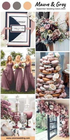 a collage of different wedding colors and details