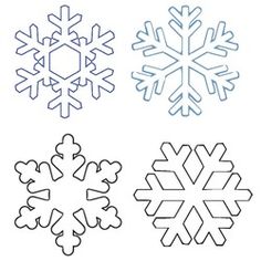 four snowflakes are shown on a white background