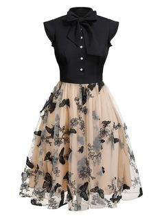 Black 1950s Butterfly Patchwork Vintage Dress – Retro Stage - Chic Vintage Dresses and Accessories Vintage 1950s Dresses, 1950s Dresses, Vintage Swing Dress, 1950 Dresses Vintage, Vintage Dresses 50s, 1950 Vintage Dresses, 1950s Dress, Vintage Looking Dresses, 1950s Fashion Dresses