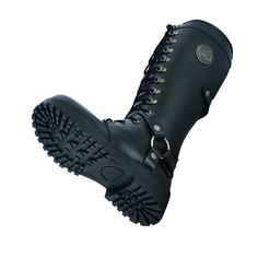 Make a statement with these stylish Women's 15" Black Leather Harness Boot. Made with premium 2.2mm thick cowhide waterproof leather, these boots provide superior durability and protection. An oil and acid resistant outsole with non-skid and non-marking tread ensures excellent traction on any terrain. While a lace-up closure with side zipper makes them easy to put on and take off. And linings that are moisture-wicking, anti-fungal and anti-bacterial provide all-day comfort. Experience superior s Combat Boots, Boots, Harness Boots, Leather Harness, Leather Women, All Black Sneakers, Black Leather, Biker Leather, Motorcycle Boots