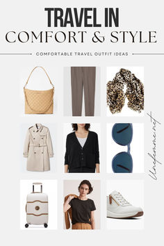 Comfortable travel outfit ideas for your next trip. Travel outfit ideas for women. The best clothing to wear for travel. Airport style. Ideas, Athletic Outfits, Inspiration, Comfortable Shoes