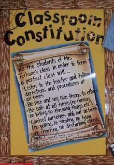 a bulletin board with an image of a classroom construction written on it