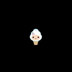 an ice cream cone with a cartoon character on it's face in the dark