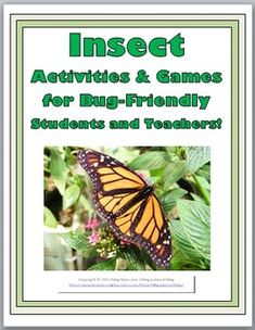 the cover of insect activities and games for big - friendly students and teachers