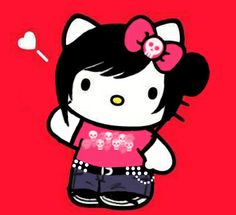an image of hello kitty on a red background
