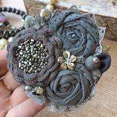 Crochet Flowers, Crochet, Fabric Brooch, Broche, Fabric Flower Brooch, Embroidery Jewelry, Brooches Handmade, Fabric Jewelry, Handmade Flowers