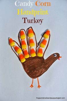 Candy Corn Turkey- Classic Handprint Art for Thanksgiving Turkey Handprint