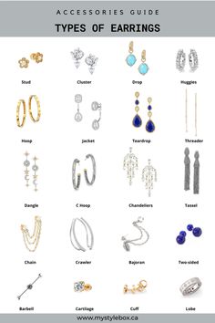 Piercing, Types Of Earrings, Jewelry Knowledge, Fashion Vocabulary, Fashion Terms, Fashion Terminology, Types Of Fashion Styles, Fashion Words, Clothing Guide
