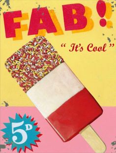 an ice cream popsicle with sprinkles and the words fab it's cool