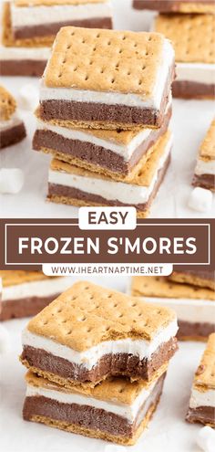 easy frozen s'mores recipe with chocolate and marshmallows on top