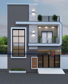 this is a 3d rendering of a modern house with balconyes and balconies