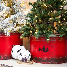Holiday Greens Rustic Metal Tree Pots Set of 3 Christmas Crafts, Farmhouse, Faux Christmas Trees, Cedar Wreath, Farmhouse Holiday