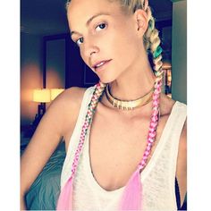 Celebrities, Hair Trends, Peinados, Poppy Delevigne, Colored Braids, Poppy Delevingne, Multicolor, Poses, Trending Hairstyles