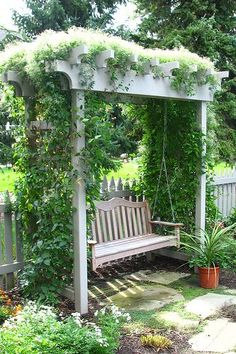 Garden swing - Silver lace vine is one of the fastest growing and most beautiful decorative vines and requires no pampering. Dream Garden, Beautiful Gardens, Gorgeous Gardens, Garden, Flower Garden, Garden Inspiration, Yard, Gard
