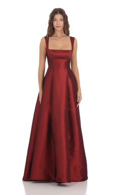 Square Neck Fit and Flare Maxi Dress in Maroon | LUCY IN THE SKY Haute Couture, Dresses, Gowns, Gowns Dresses, Elegant Dresses, Gorgeous Dresses, Recital Dress, Pretty Dresses, Beautiful Dresses