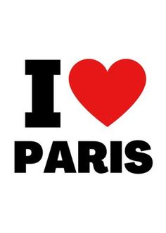 the word i love paris written in black on a white background with a red heart