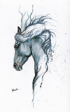 Horse Painting - Blue Horse 2014 06 16 by Angel  Tarantella Art Paintings, Watercolour Art, Blue Horse, Watercolor Horse