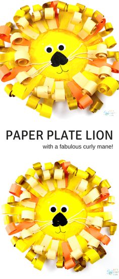 paper plate lion made from strips of construction paper