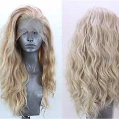 Category:Synthetic Lace Wig; Gender:Women's; Wig Type:Party Wig,Natural Wigs; Occasion:Birthday,Daily,Vacation,Party / Evening,Daily Wear; Age Group:Adults; Wig Length Range:23.6; Color Shade:Blonde; Hair Material:Synthetic Hair; Cap Construction:13x4x1 T Part Lace Front; Texture:Water Wave,Curly; Length:Medium Length; Net Weight:0.28; Heat Resistant:Yes; Listing Date:10/26/2021; Cap Circumference:; Front to Back:; Nape of Neck:; Side to Side Across Forehead:; Side to Side Over Top:; Temple to T