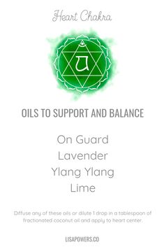 Our chakras are major energy centers that help us to bring in and transmute energy. When a chakra is not in balance, we tend to express that in certain ways emotionally and physically. Learn how to balance your Heart Chakra, which represents self acceptance and loving, with essential oils here. #heartchakra #essentialoils #lisapowers Essential Oils