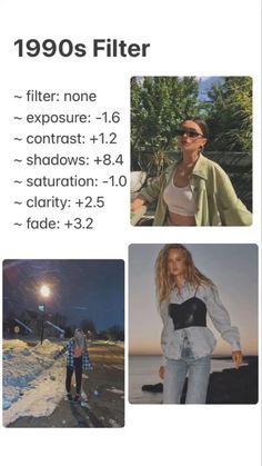 an advertisement for the 1990s's filter, featuring photos of women in jeans and jackets