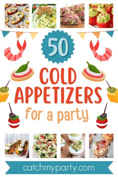 the cover of 50 cold appetizers for a party