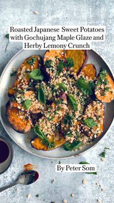 Peter Som’s Roasted Japanese  Sweet Potatoes with Gochujang Maple Glaze and Herby Lemony Crunch