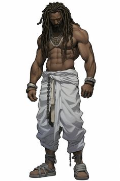 an image of a man with dreadlocks on his head and chest, standing