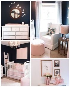 a collage of photos with baby's room furniture and decor in different styles