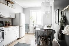 A calming swedish home in shades of grey Kitchen Interior, Barcelona, Rum, Scandinavian Interior Kitchen, Scandinavian Interior