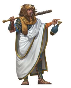 an image of a man dressed in ancient clothing holding a staff and wearing a hat
