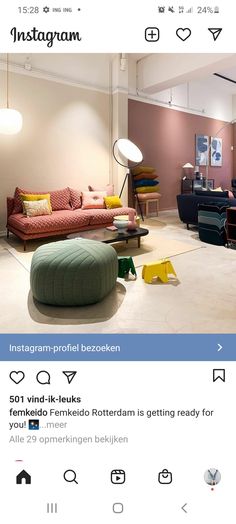 the instagram page on instagram shows an image of a living room