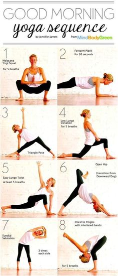 a woman doing yoga poses with the instructions to do it on her stomach and back