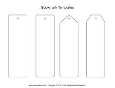 four bookmark templates are shown in three different shapes and sizes, one is blank