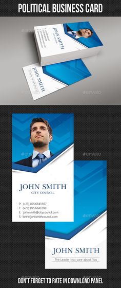 three different business cards with blue and white colors