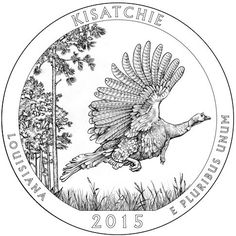2015 - 5 oz. Silver, Louisiana, Kisatchie - America the Beautiful Bullion Coin - reverse side - Draft Silver Investing, Fabric Elements, Line Art Images, State Quarters