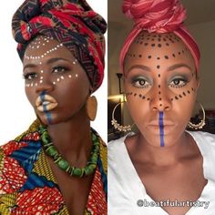 Maroon-Jamaican High-Fashion Tutorial African Makeup, Maquiagem, African Face Paint