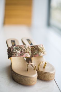Customized bridal shoes matching with the bride's pastel pink bridal lehenga | Weddingz.in | India's Largest Wedding Company | Wedding Venues, Vendors and Inspiration Wedding Sandals Heels, Bridal Shoes Flats Sandals, Bridal Shoes Flats, Wedding Sandals