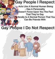 some people are standing in front of a poster with the caption gay people respect