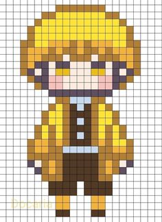 an image of a pixel style character in yellow and brown