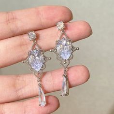 Y2K Korean Inspired Waterdrop Earrings - Juneptune Rings, Earrings, Piercing, Ear Jewelry, Fancy Jewellery, Crystal Drop Earrings, Ring, Jewelry Accessories Ideas, Jewelry Accessories