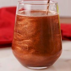 This drink is allllll about the edible glitter. (We're OBSESSED.) Be warned: the glitter needs to be SERIOUSLY mixed up in order to have the crazy swirl-y effect, so if you don't have a cocktail shaker, try a blender! Get the recipe at Delish.com. #delish #easy #recipe #glitter #cocktail #fireball #whisky #fall #halloween #video #edibleglitter #drinks #dust #gold Drink Recipes, Summer Drinks, Alcoholic Drinks, Yummy Alcoholic Drinks, Drink Recipes Nonalcoholic, Alcoholic Beverages, Wine Drinks, Homemade Wine, Yummy Drinks