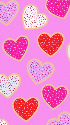 many hearts on a pink background