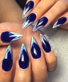 Blue And Holographic Chrome Pigment by Valleybabe from Nail Art Gallery Blue Nail, Nail Art Galleries, Blue Nail Art Designs, Uñas, Uñas Decoradas