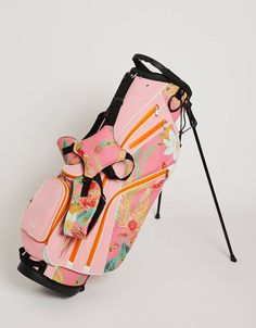When it comes to golf bags, this one stands apart. Our Stand-up Golf Bag is crafted from lightweight, weather-resistant, printed nylon with comfortable, padded backpack straps for easy hauling, a rain cover included for not-so-sunny days, plus a double-kickstand for swift play-and-go action. And pockets? Oh, yes: 7 zip Summer, Pink, Preppy Style, Inspiration, Bags, Golf, Ideas, Golf Bags, Girls Golf Bags