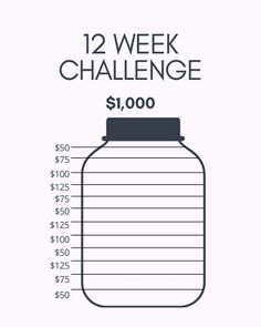 a jar with the words 12 week challenge $ 1, 000